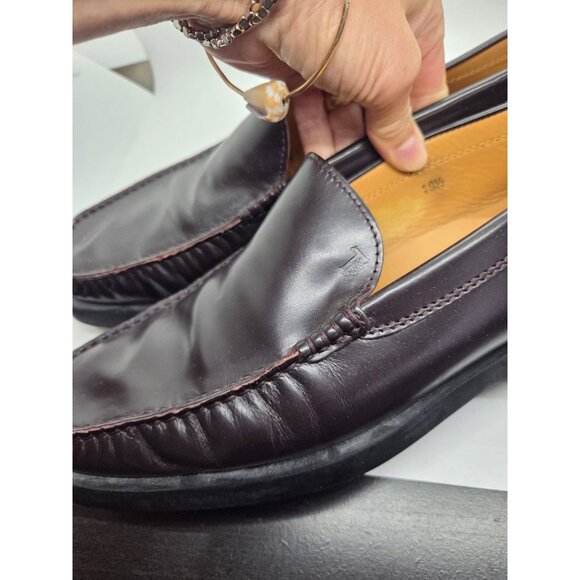 Tods Brown Leather Driving Loafers Mens 10.5 Rubber Sole No flaws comfort